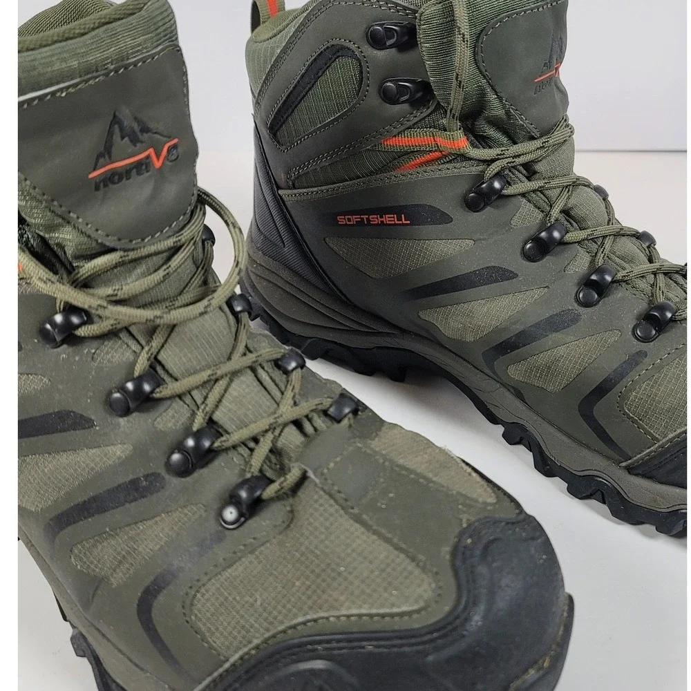 Nortiv8 Mens Armadillo Softshell Waterproof Hiking Boots Olive Green Size 10